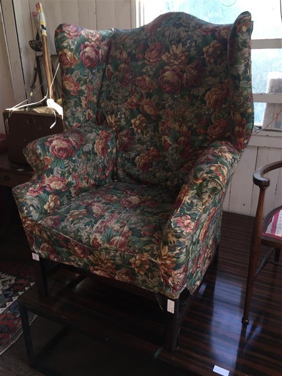 George III mahogany wing armchair